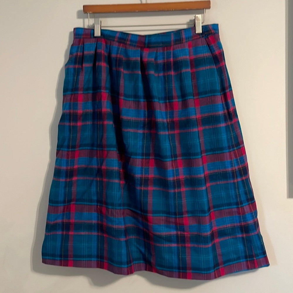 Pendleton vintage 100% virgin wool pleated plaid midi skirt